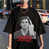 Mid-Finger Graphic T-Shirt From TV Play Dexter Morgan Series Men's Clothing Casual Cotton Loose Fit 