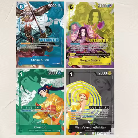One Piece Chaka&Pell Gorgon Sisters Kikunojo Mikita 4Pcs Winner Set Holographic Texture Cards DIY Pr