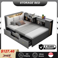 Storage Bed With Drawers And Night Light Children Bed Frame  Single/Super Single/Queen Bed/Divan Bed