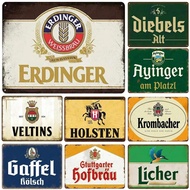 Tanda Logam Timah Vintage - Hiasan Dinding Erdinger Veltins | Poster Seni Besi untuk Gua Lelaki, Rum