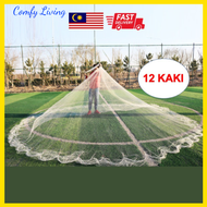 Comfy Living Jaring Jala Tangkap Ikan Udang Jala Besar 12 Kaki (Panjang) 24 Kaki Luas (Diameter) Hand Cast Fishing Net Jala Ikan Jenis Nylon Fish Net Hand Casting Net 12 Feet Monofilament Tahan Lasak Sesuai utk Ikan Besar dan Kecil