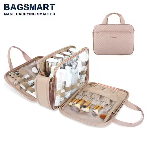 BAGSMART Large Toiletry Bag Water-resistant Makeup Organizer Cosmetic Bag Travel Bag for Accessories