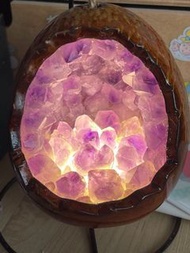 黄水晶及紫水晶晶牙恐龍蛋