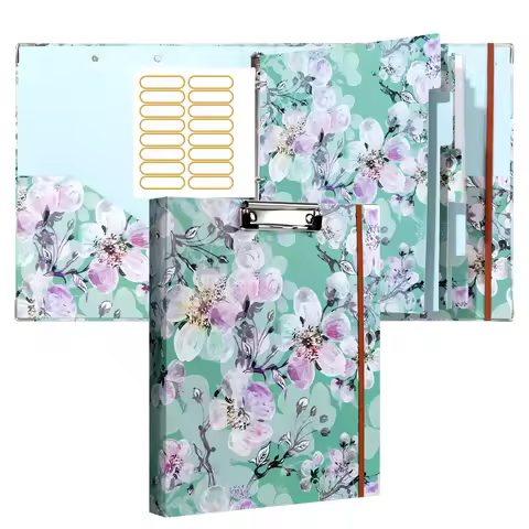 A4 3 Ring Binder Organizer with 5-Tab Dividers and Pockets, Portfolio Binder with Low Profile for Of