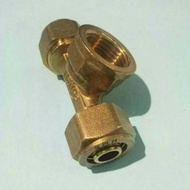 T pipe connection nipple. Brass Hot and Cold Shower Connection