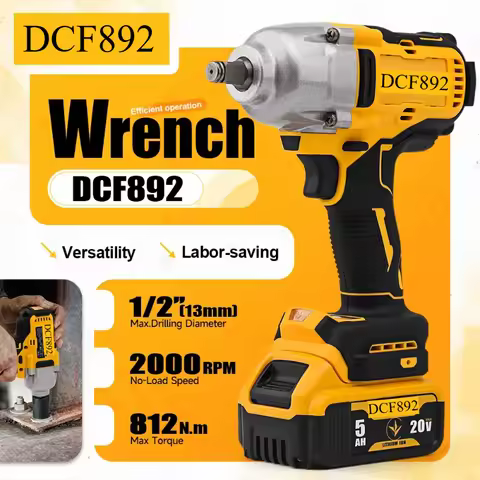 DCF892 1/2 Inch Brushless Electric Wrench 812N.m Cordless Impact Driver High Torque Auto Repair Tool