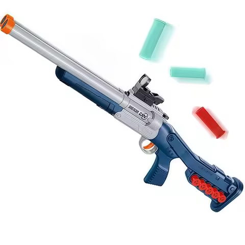 30 Inch Foam Blaster Shotgun Double Barrel Soft Bullet Gun Shell Ejecting 2-in-1 with 60 Foam Darts