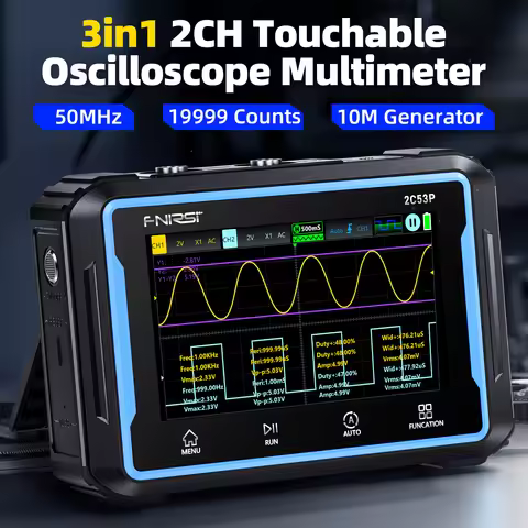 FNIRSI 2C53P Touch Screen Digital Oscilloscope+Multimeter+Signal Generator 3IN1 Dual Channel 50MHZ A