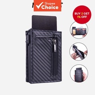 Carbon Fiber Men's Aluminum RFID Anti-theft Credit Card Clip Wallet | Portable Card Holder | Automat