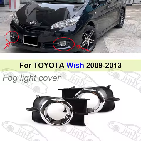 2PCS Front Bumper Fog Light Cover Bezel Trim For Toyota Wish 2009 2010 2011 2012 Front Bumper Fog LA