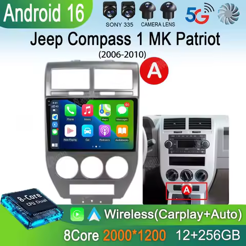 Android 16 For Jeep Compass 1 MK Patriot Dodge Caliber 2006 - 2010 Car Radio Multimedia player Navig