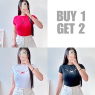 BUY 1 TAKE 2 (Total of 3) KILY.PH Spider Print Double Lining Full Length Basic Solid Top for Women 6