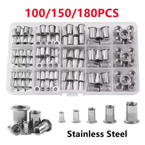 100/150/180pcs Stainless steel Rivet Nut M3-M8 or M3-M10 Insert Reveting Multi Size Stainless Steel 