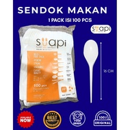 SUAPI MILK WHITE TABLESPOONS, 100 PCS, DISPOSABLE SPOON DISPOSABLE SPOON