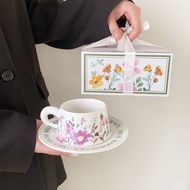 Vintage floral cup and saucer, coffee cup in retro style, niche daffodil cup, suitable as a gift for