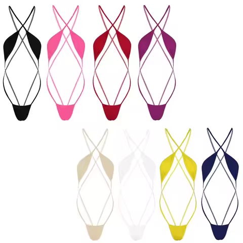 Mini Micro Bikini Tanga Women Swimsuit Bikini Set Lingerie Strappy Criss Cross Backless Swimwear Wom