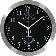 hito Modern Silent Wall Clock Non Ticking 10 inch Excellent Accurate Sweep Movement Silver Aluminum Frame Glass Cover Decorative for Kitchen Living Room Bedroom Bathroom Bedroom Office (Black)