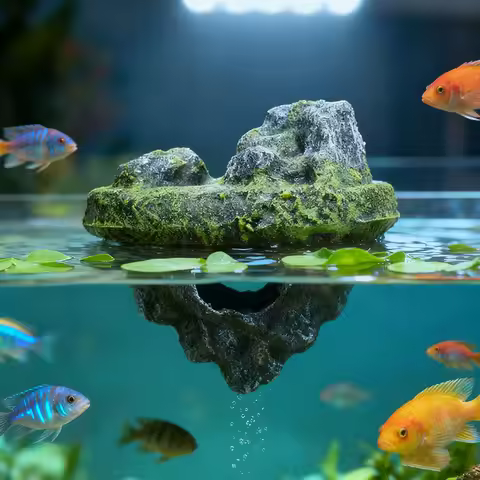 Mini Floating Island Ornament Fishing Man Statue for Aquarium Fish Tank Decor Artificial Floating Ho