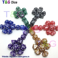 10 New Style Marble Pattern Multi-faceted Dice D4 D6 D8 D10 D12 D20 D24 D30 Set Dice