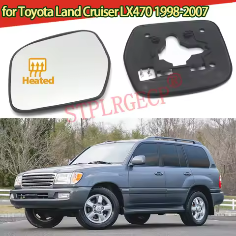 Driver Left Side Heated Wing Mirror Glass Angle Rearview Mirror with Base for Toyota Land Cruiser LX
