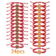 6PCS/24PCS San Benito Bracelet Handmade Red Black Knot String Bracelet Adjustable Medal Rosary Brace