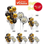 17PCS 21 30 40 50 60 Age Birthday Balloon Number Latex Foil Transparent Metallic Black New Year Spri