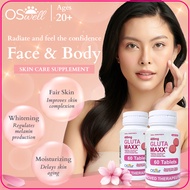 BEAUTIFLIES Oswell Gluta Maxx with Vitamin C (60Tablets) Glutathione Tablet Chewable Lychee Flavor | Whitens &amp; Brightens Skin Glowing Skin Improves Skin Complexion Moisturize Skin Immune System Collagen &amp; Glutathione Lighten Dark Spot Reduce Pekas/Melasma