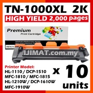 10 Units Compatible Toner Cartridge TN1000 / TN-1000 For Brother HL-1110 / DCP-1510 / MFC-1810 / MFC