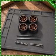 [SzlinyoubeMY] 1:64 Model Car Wheel Kit Hollow Axles 1:64 Wheel Set Replacement Rubber Tire and Axle