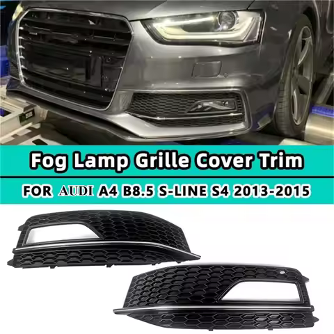 Fog Light Lamp Cover Grill For Audi A4 B8.5 S-Line S4 2012 2013 2014 2015 Honeycomb Mesh Front Bumpe