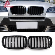 1 Pair Double Slat Kidney Grille Double Slat Grill Grille Gloss Black for BMW X5 E70 X6 E71 2007-201