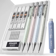 Nicpro Cute Mechanical Pencil Set, 4PCS 0.5 & 0.7 mm Pastel Drafting Pencils with 4 Tube HB Lead Ref