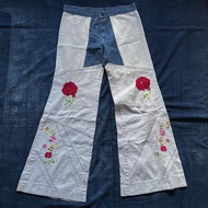 70s Antonio Guiseppe patchwork flare pants 異材質拼接刺繡嬉皮喇叭褲