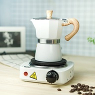 Aicoffee สี-ขาว เตามินิไฟฟ้า 1 หัวต้ม 500W.- หม้อมอคค่าพอท (MOKA POT) อลูมิเนียม 3 ถ้วย