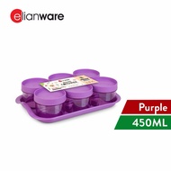 Elianware 6PCS Round Food Container Candy Biscuits with Tray Bekas Kuih Raya Set (450ML / 680ML)