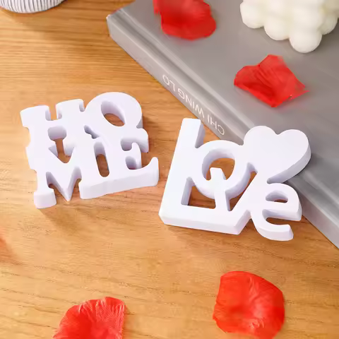 1PC, white double-layer heart-shaped LOVE/HOME letter decorative item
