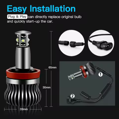 2PCS H8 20W LED Angel Eye Halo Ring Marker Side Light Headlight For BMW E82/E87 E90 E91 E92 E93 E60 