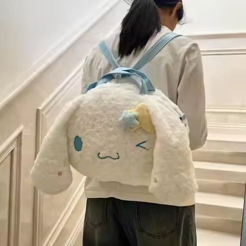 Sanrio Cinnamoroll Backpack Lovely Messenger Bag Cartoon My Melody Sweet Piano Plush Bag Shoulder Ba