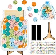 Magnetic Smiley Faces Reward Jar - Personalized Star Jar Reward System with Letter Stickers, Great f