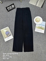 Quần suông ống rộng vải tây cạp cao Bigsize 55kg-85kg kiểu dáng quần suông ống đứng nữ cạp chun QS90
