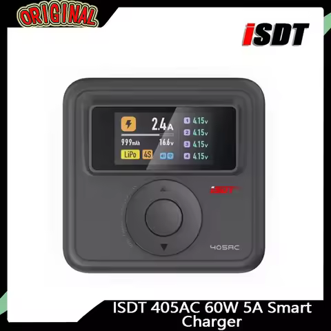 ISDT 405AC 60W 5A Smart Charger (XT60) - Supports 1-4S LiFe/LiHv/LiPo, 1-7S Pb, 1-12S NiMH/Cd Batter