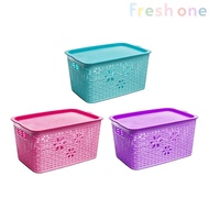 LAVA Multipurpose Rectangular Basket With Lid/ Storage Box Basket with Lid/ Stackable Basket BK666 B