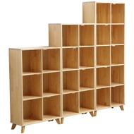 Household Shelf Hejia Combination Pine Grid Cabinet Classroom Floor-standing Bookshelf Bookcase Lock