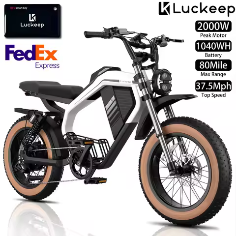 Electric Motorcycle For Adults Luckeep M5 Max 20x4.0" 2000W,37.5Mph,80Mile,52V 20AH,City Commuting O