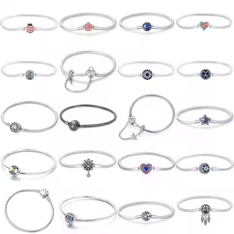 2026 New 925 Silver Blue Eyes Pentagram Flower Shaped Buckle Snake Chain Original Bracelet Women's F