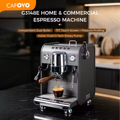 CAFOVO G3148E Commercial Espresso Machine Dual Boiler Rotary Pump TFT Pressure Profiling 9Bar PID Co