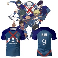 Paris X Gen P.X.G Blue Lock Japanese Anime Jersey Football Uniform No.9 Rin Shidou Cosplay T Shirts 