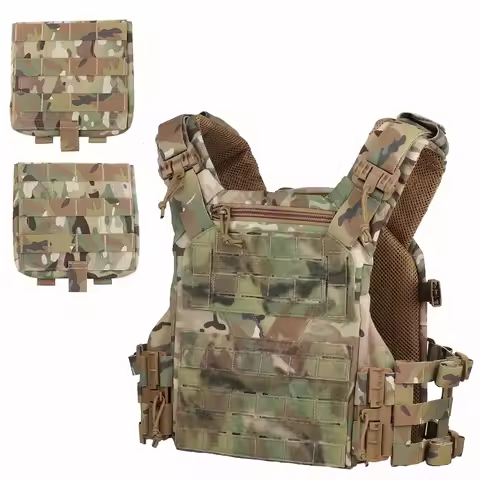 /K19 Full-Size Hunting Vest Plate Carrier Fit for 80-110 cm, MOLLE Quick Release Fast Adjust Cummerb