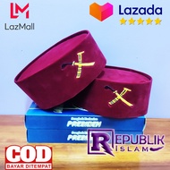 Peci Pria GOLOK Pitung MERAH Bordir Polos Betawi Dewasa & Anak Model Terbaru Songkok Santri Habib Sy
