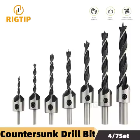 SIQICNC 3mm-10mm HSS Countersunk Drill Bit Set Reamer Woodworking Chamfer Drill Counterbore Pliot Ho